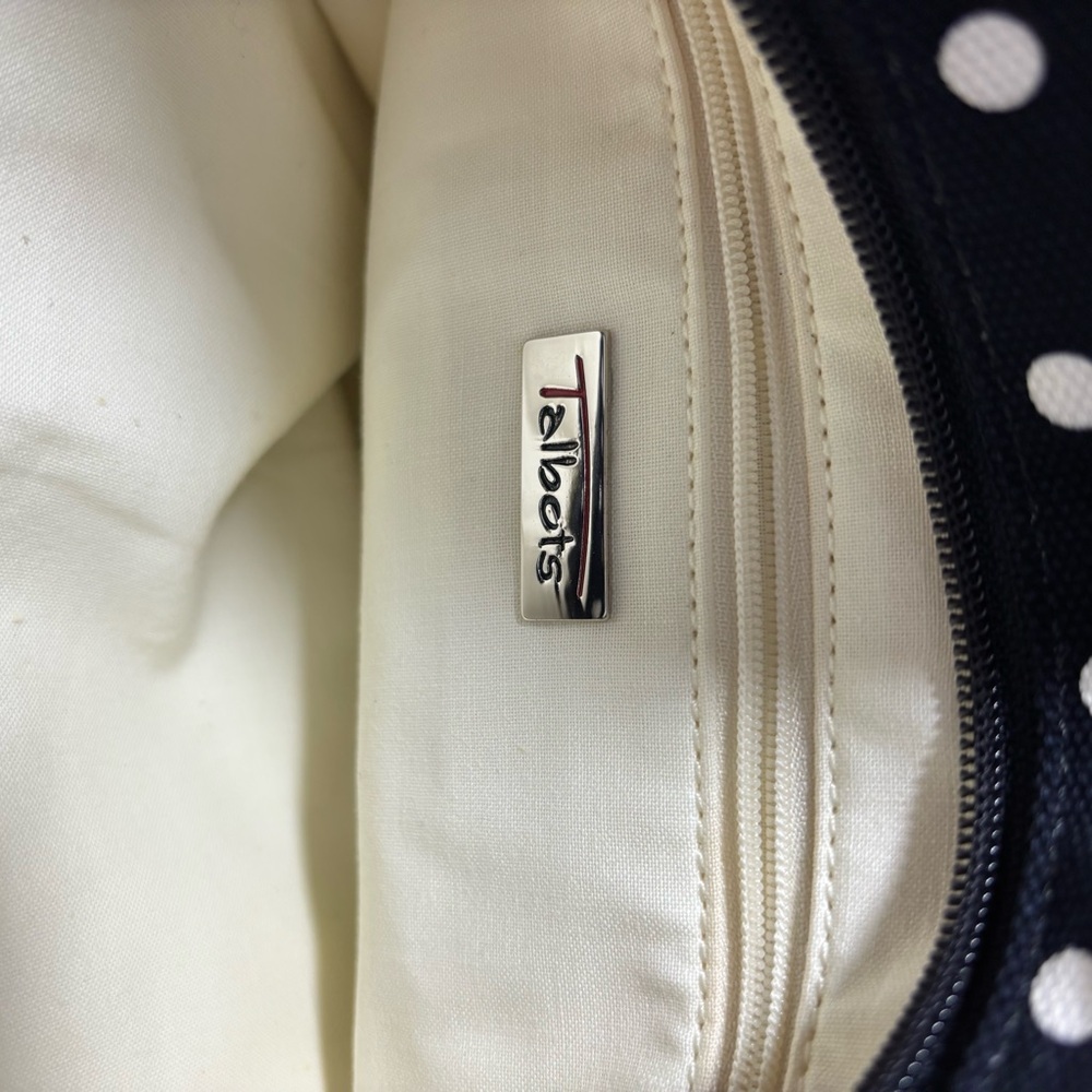 Talbots Navy & White Polka Dot Canvas Tote Bag – Classic Shoulder Handbag - Picture 5 of 5